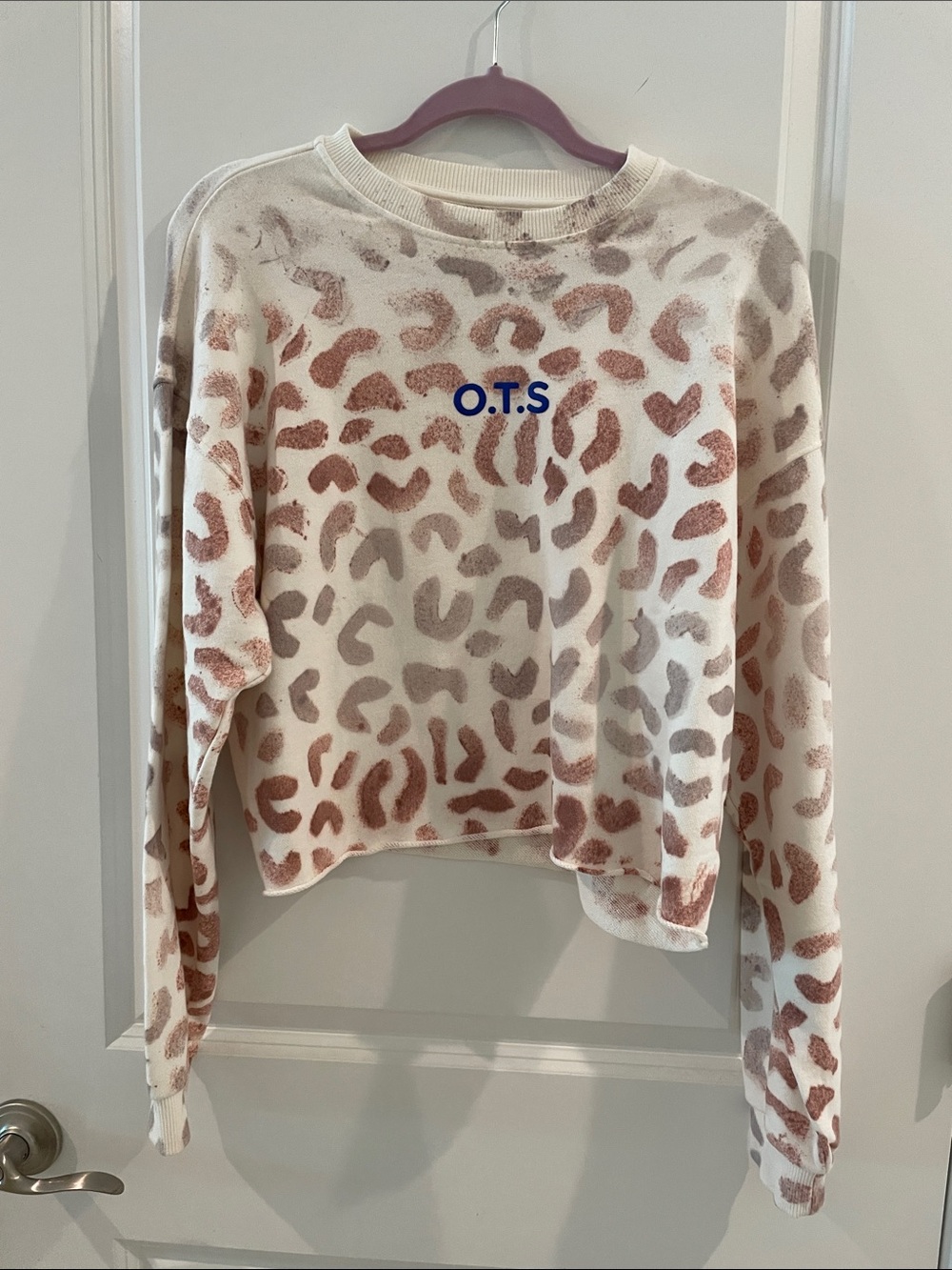 One Teaspoon Cream Leopard-Print Crew Sweatshirt